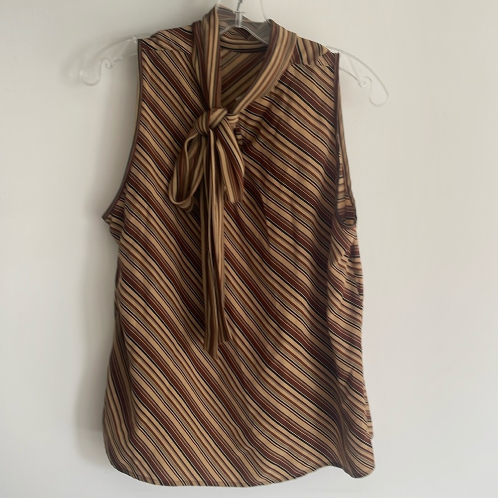 Jones New York silk Brown Striped Blouse